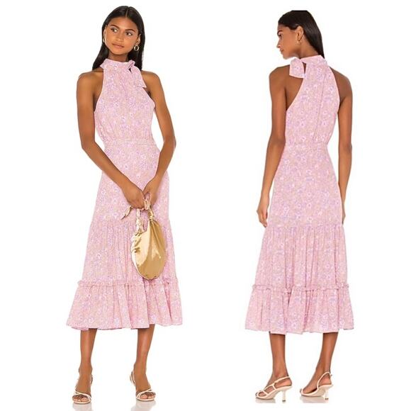 Likely Dresses & Skirts - NWT Likely Mona Floral Tiered Halterneck Midi Dress in Pink sz 0